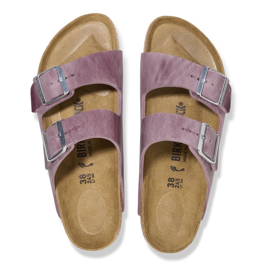 Birkenstock Arizona Lavender Oiled Leather Regular Width Hard Footbed | Sandals