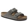 Birkenstock Arizona Desert Buck Whale Gray Regular Width Hard Footbed | Sandals