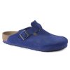 Birkenstock Boston Indigo Blue Nubuck Leather Regular Width Hard Footbed | Clogs