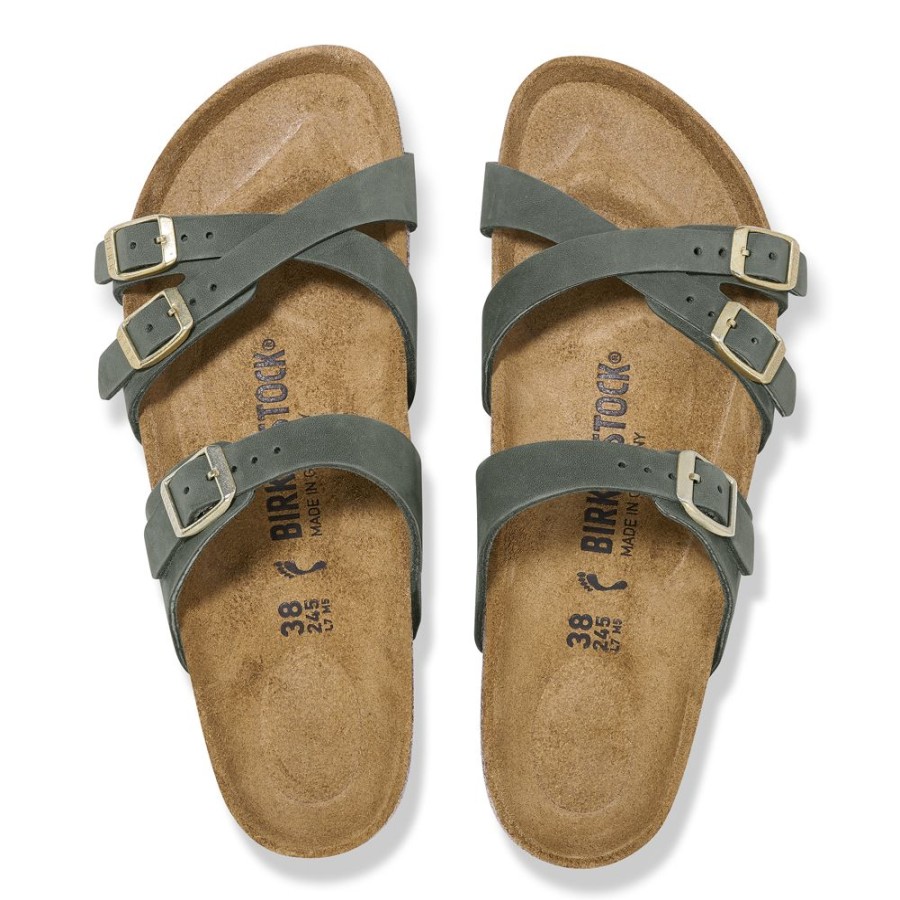 Birkenstock Franca Thyme Nubuck Leather Regular Width Hard Footbed | Sandals