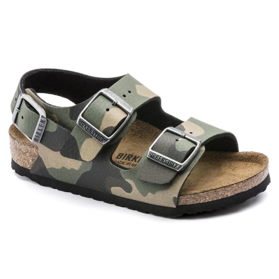 Birkenstock Milano Kid'S Camo Khaki Narrow Width | Girls