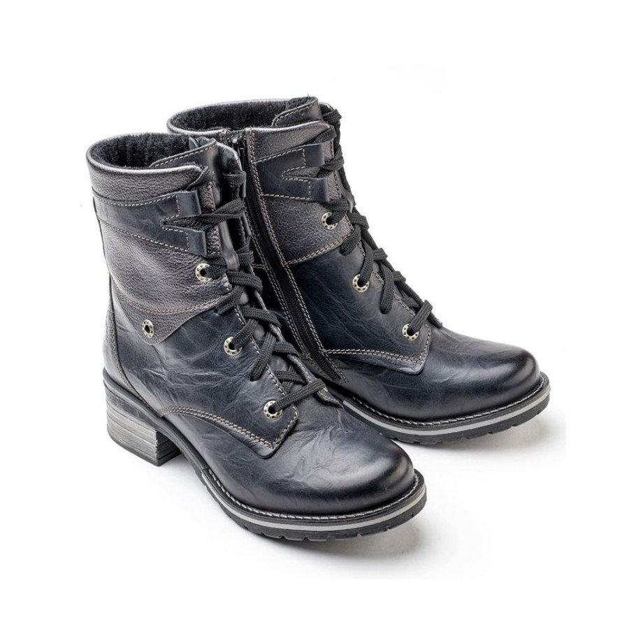 Dromedaris Kara Metallic Black Leather | Boots