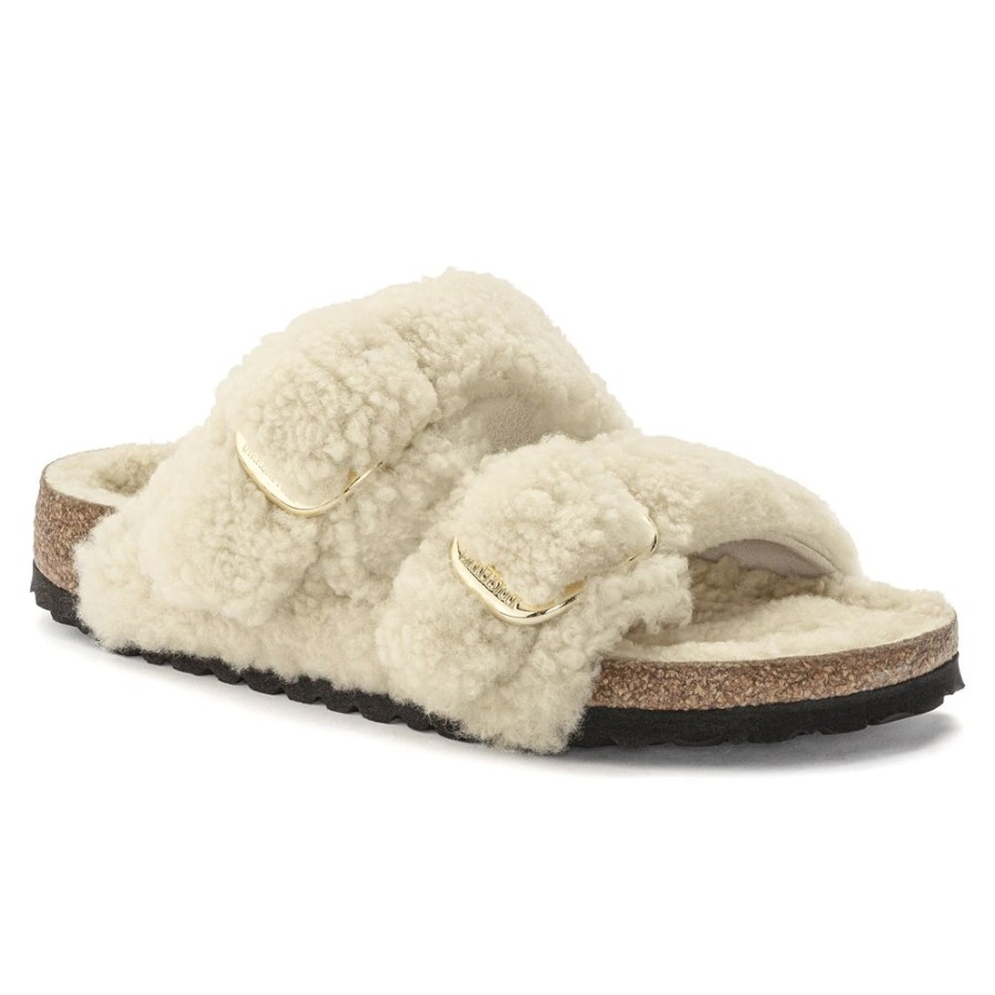 Birkenstock Arizona Big Buckle Teddy Shearling Eggshell Narrow Width | Slippers