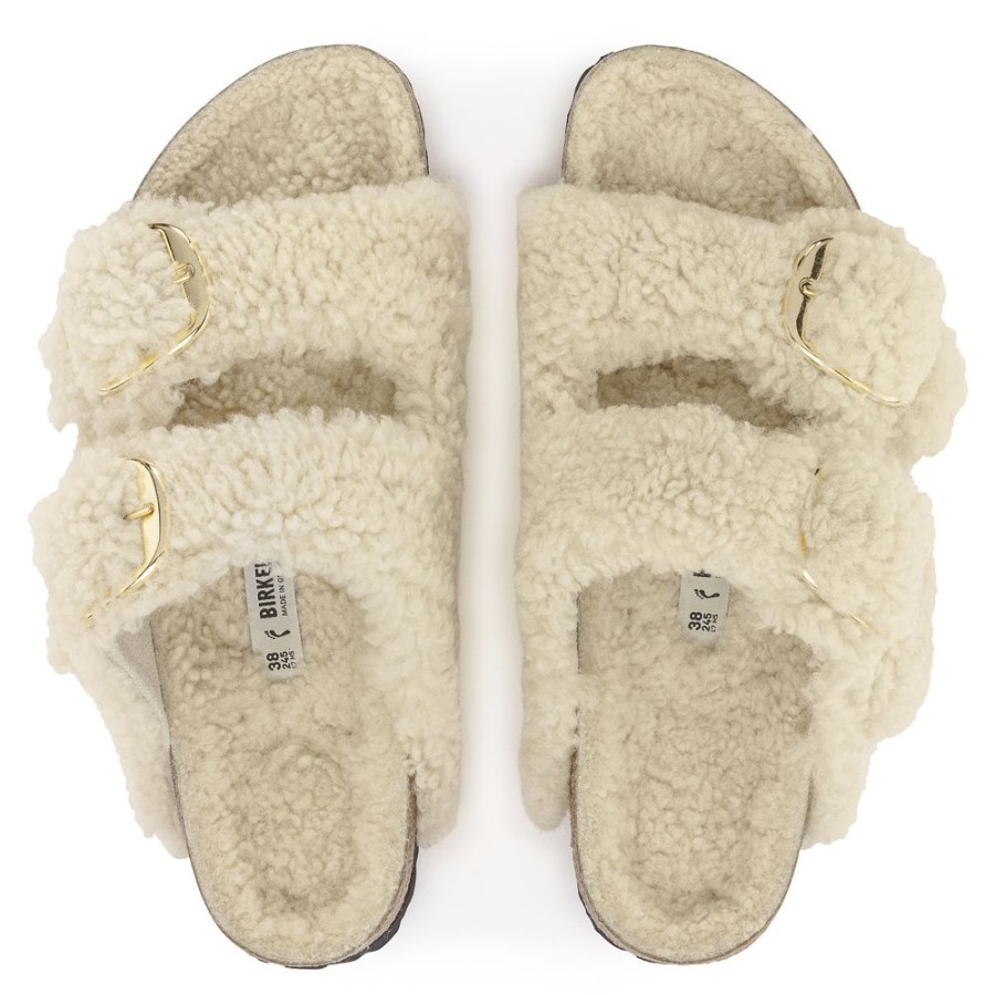 Birkenstock Arizona Big Buckle Teddy Shearling Eggshell Narrow Width | Slippers