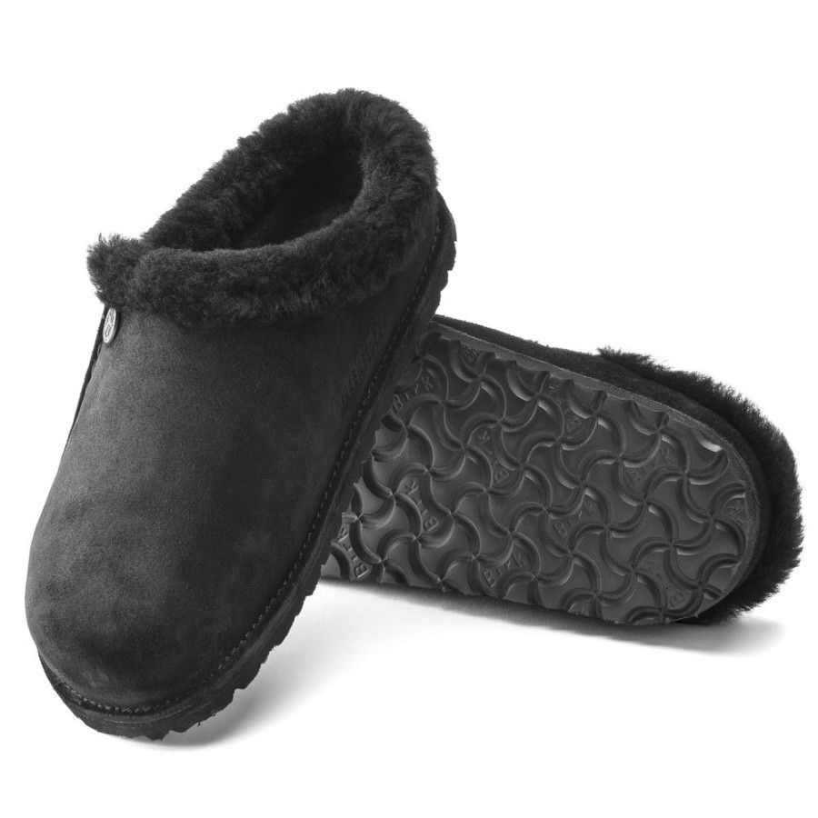 Birkenstock Zermatt Shearling Black Suede Regular Width | Slippers