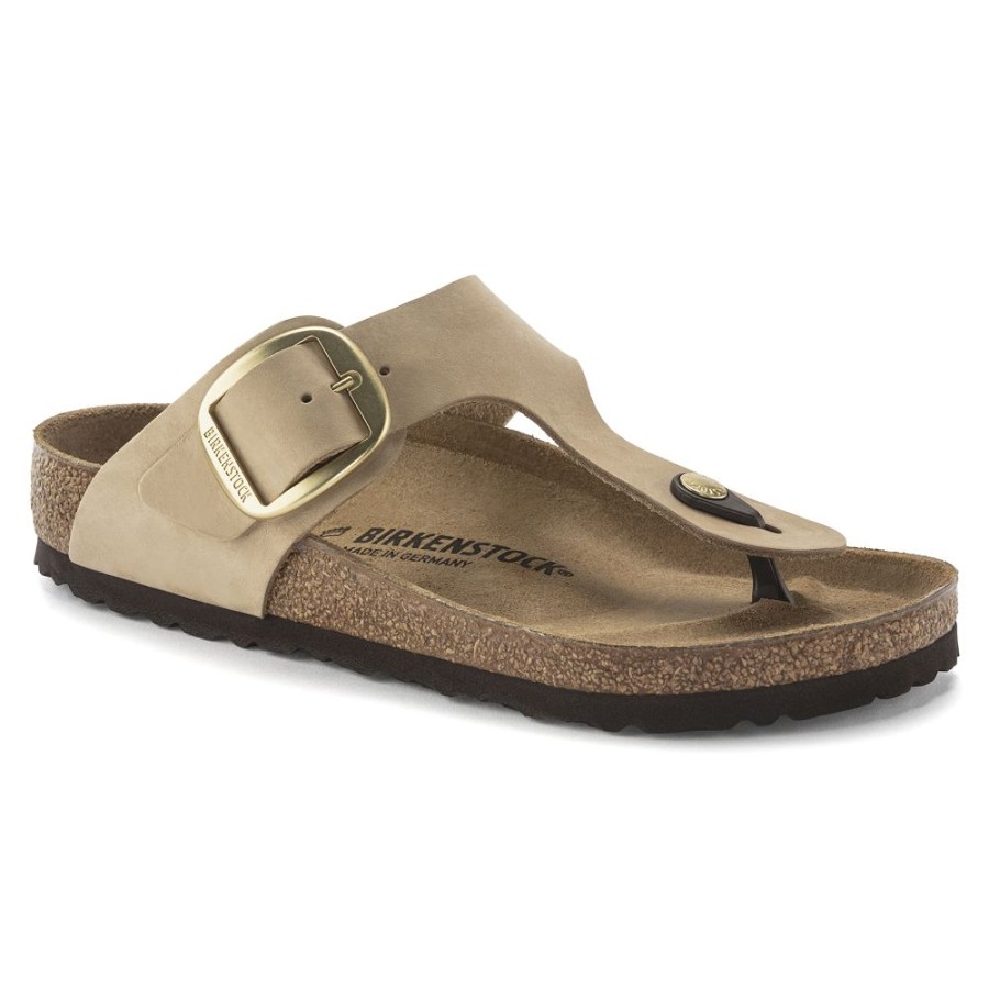 Birkenstock Gizeh Big Buckle Sandcastle Nubuck Leather Regular Width Hard Footbed | Sandals