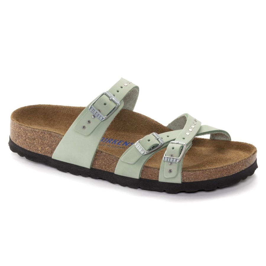 Birkenstock Franca Rivets Matcha Nubuck Leather Regular Width Soft Footbed | Sandals