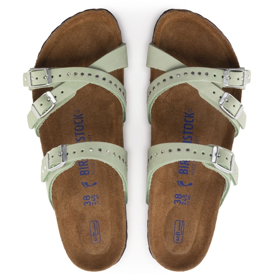 Birkenstock Franca Rivets Matcha Nubuck Leather Regular Width Soft Footbed | Sandals