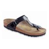 Birkenstock Gizeh Birko-Flor Black Patent Regular Width Hard Footbed | Sandals