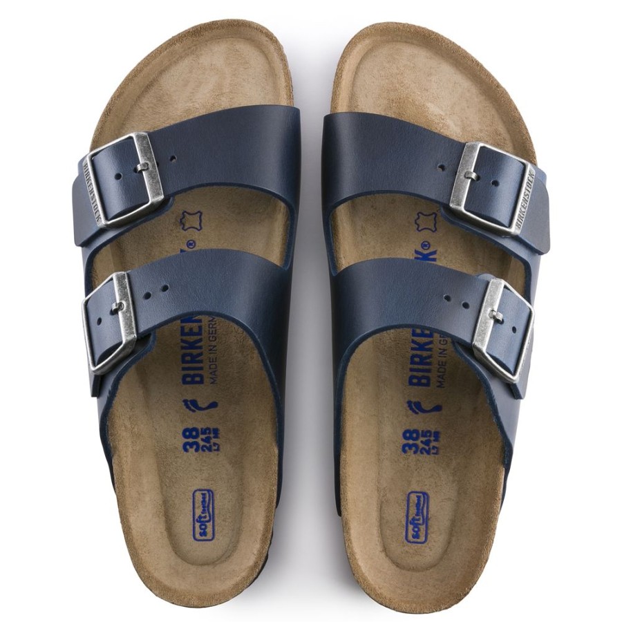 Birkenstock Arizona Blue Oiled Leather Narrow Width Soft Footbed | Sandals