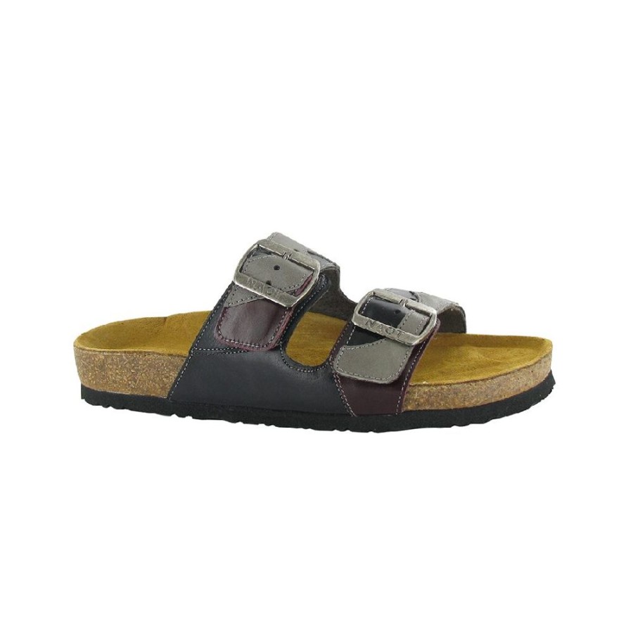 Naot San Diego Black Foggy Grey Leather | Sandals