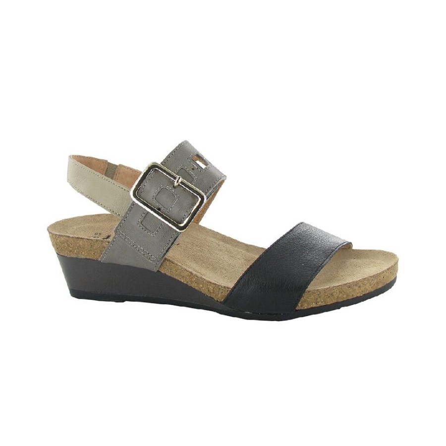 Naot Dynasty Soft Black Grey Beige Leather | Sandals