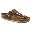 Birkenstock Gizeh Big Buckle Cognac Oiled Leather Regular Width Hard Footbed | Sandals