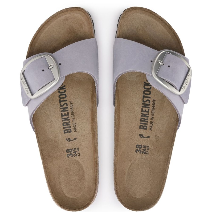 Birkenstock Madrid Big Buckle Purple Fog Nubuck Leather Narrow Width Hard Footbed | Sandals