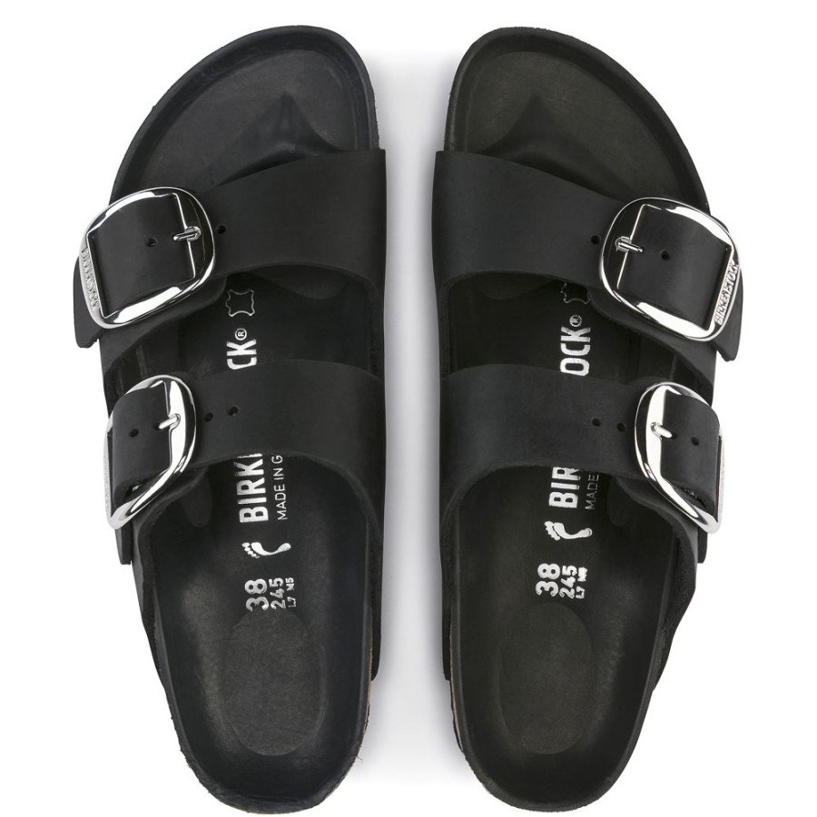 Birkenstock Arizona Big Buckle Black Oiled Leather Regular Width | Sandals