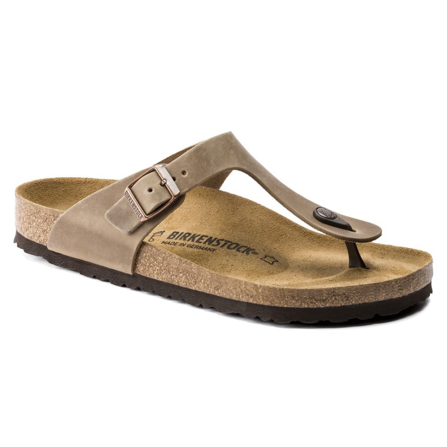 Birkenstock Gizeh Tobacco Oiled Leather Regular Width Hard Footbed | Sandals