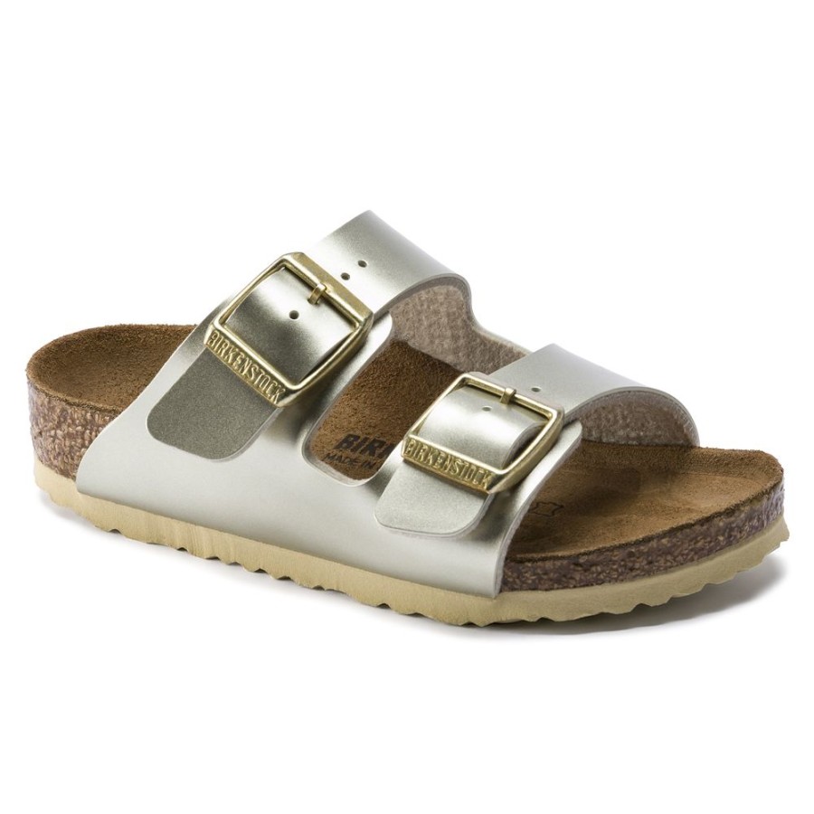 Birkenstock Arizona Kid'S Birko-Flor Electric Metallic Gold Narrow Width | Girls