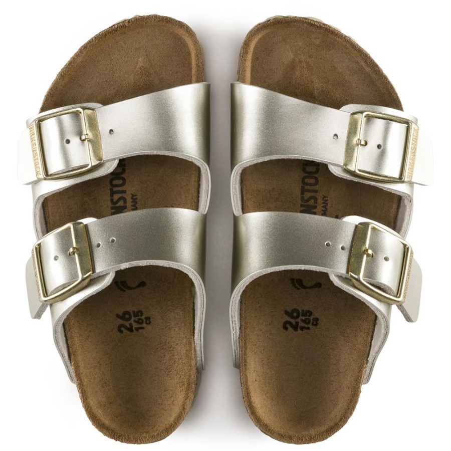 Birkenstock Arizona Kid'S Birko-Flor Electric Metallic Gold Narrow Width | Girls