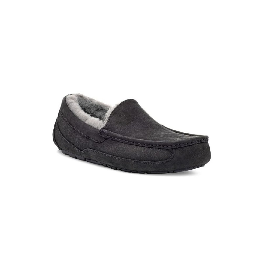 UGG® Ascot Matte Leather Black Men'S | Slippers