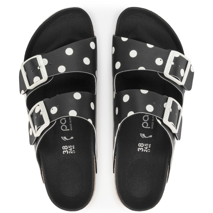 Birkenstock Arizona Platform Black White Dots Birko-Flor Narrow Width Hard Footbed | Sandals