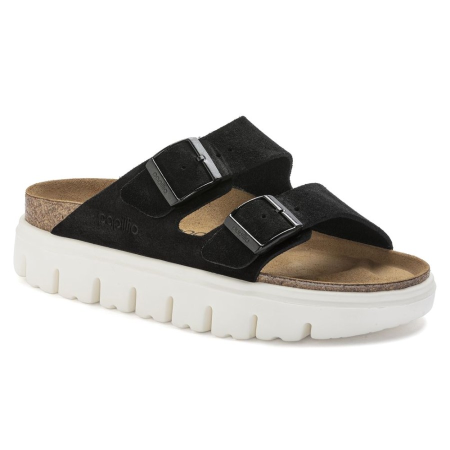 Birkenstock Arizona Chunky Black Suede Leather Narrow Width | Sandals