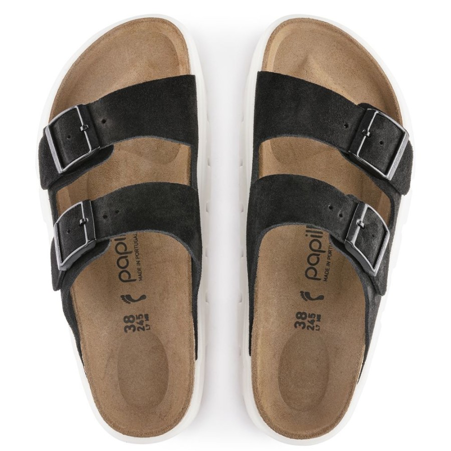 Birkenstock Arizona Chunky Black Suede Leather Narrow Width | Sandals