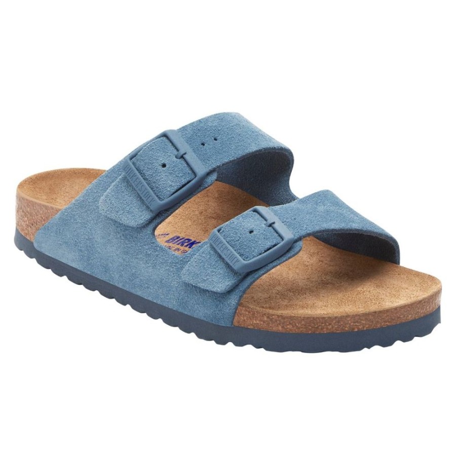 Birkenstock Arizona Elemental Blue Suede Soft Footbed Regular Width | Sandals