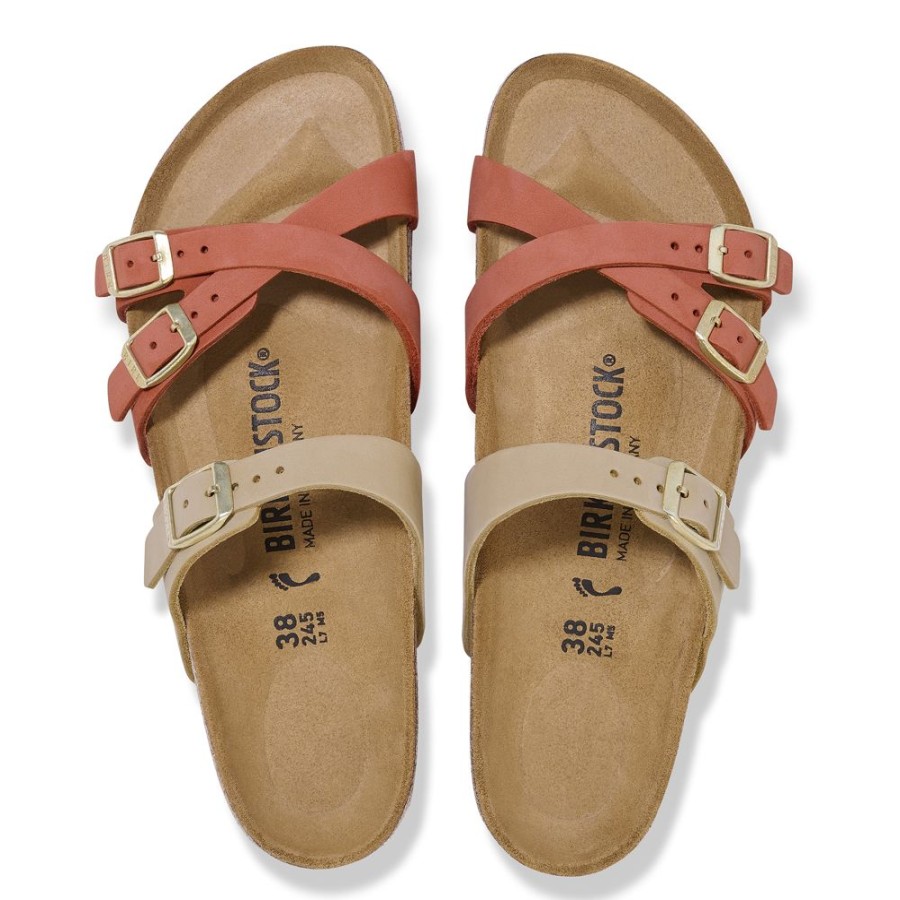 Birkenstock Franca Split Mars Red Sandcastle Nubuck Leather Regular Width Hard Footbed | Sandals