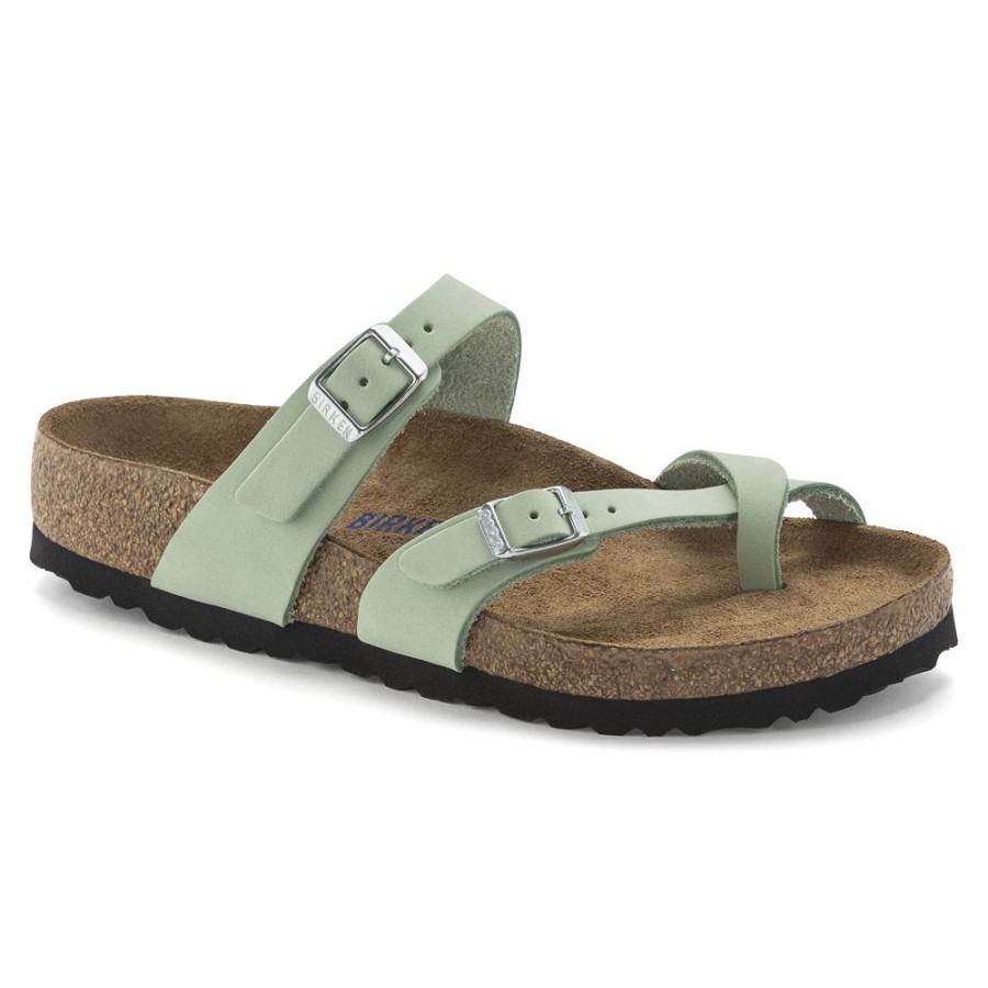 Birkenstock Mayari Matcha Nubuck Leather Regular Width Soft Footbed | Sandals