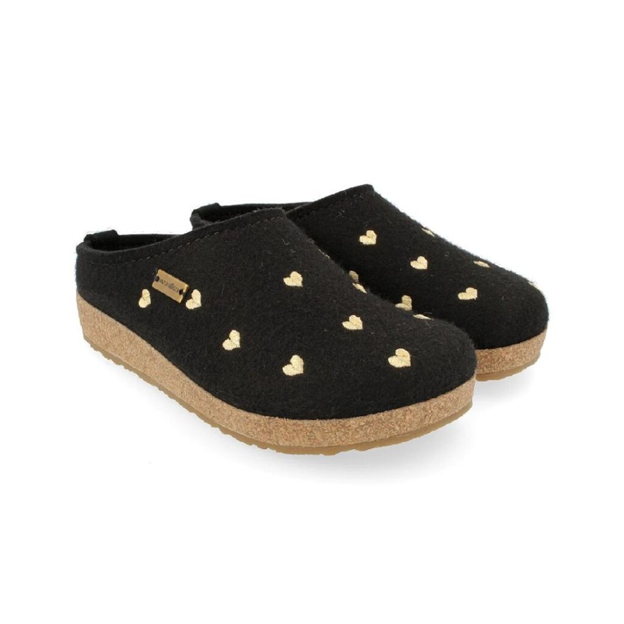 Haflinger Cuoricini Black | Slippers