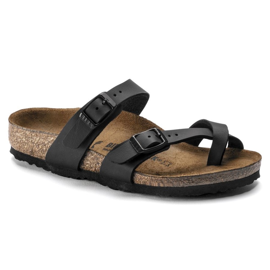 Birkenstock Mayari Kids Black Birko-Flor Narrow Width Hard Footbed | Girls