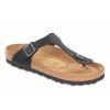 Birkenstock Gizeh Black Oiled Leather Regular Width Hard Footbed | Sandals