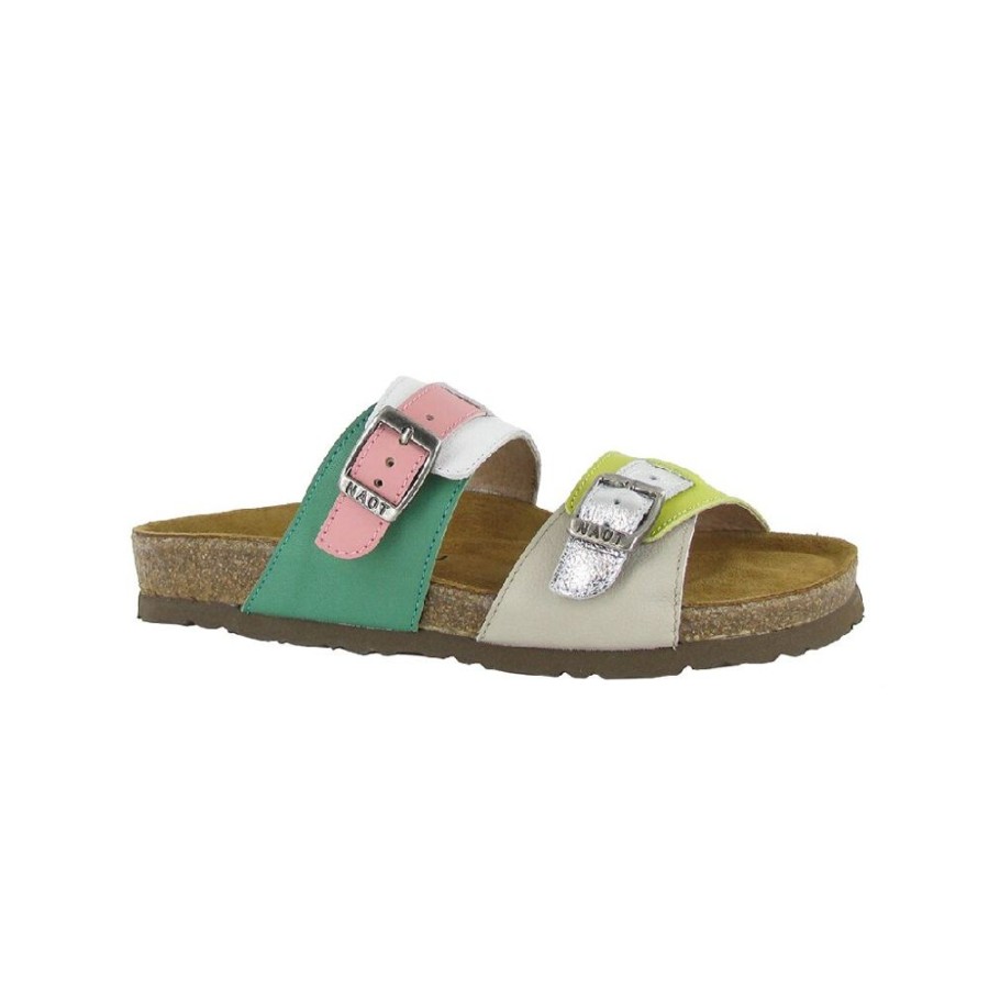 Naot Santa Cruz Soft Jade Ivory Lime Leather | Sandals