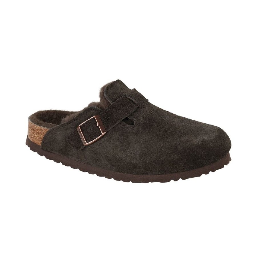 Birkenstock Boston Shearling Mocha Suede Regular Width | Clogs