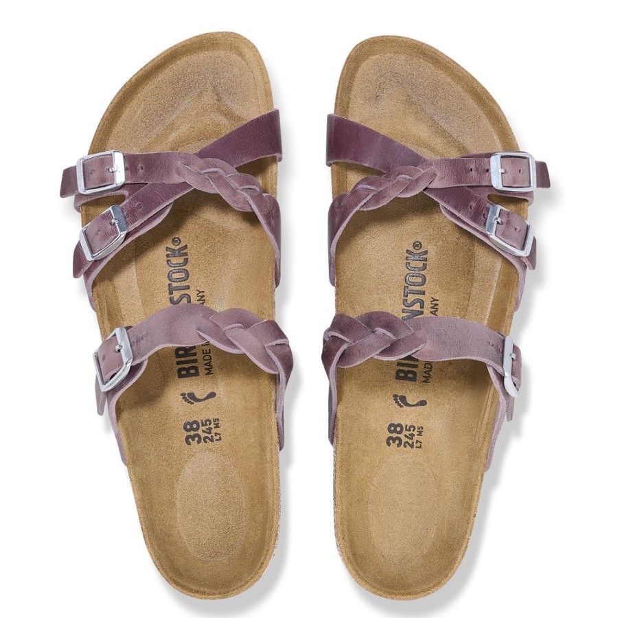 Birkenstock Franca Braid Lavender Oiled Leather Regular Width Hard Footbed | Sandals