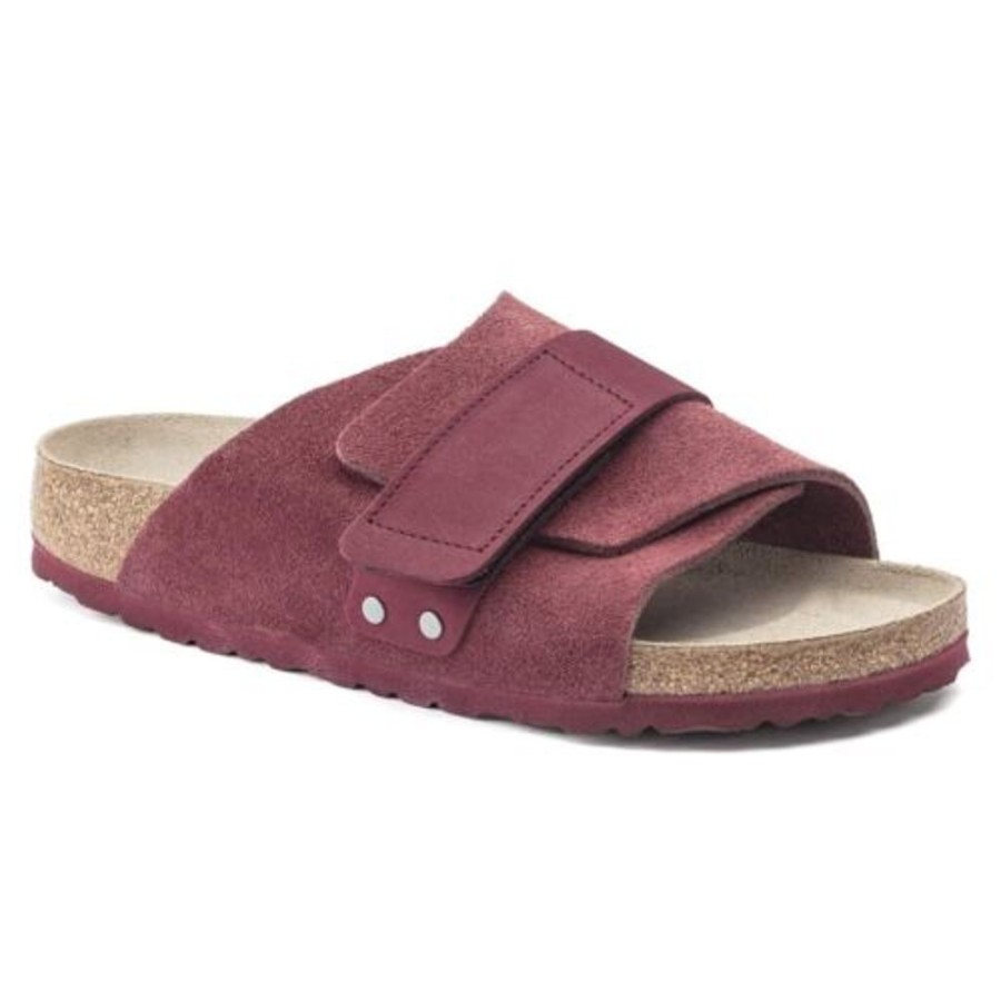 Birkenstock Kyoto Maroon Suede Leather Hard Footbed Narrow Width | Sandals