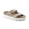 Birkenstock Arizona Platform Taupe Suede Leather Narrow Width Hard Footbed | Sandals