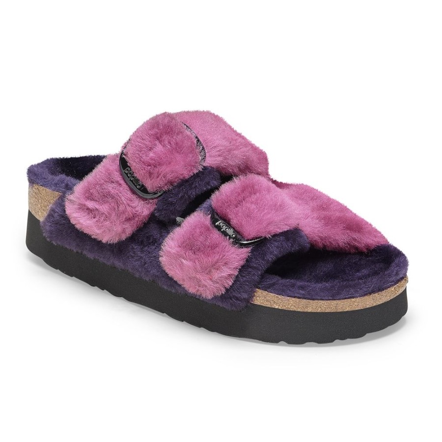 Birkenstock Arizona Big Platform Berry Shearling Narrow Width | Sandals