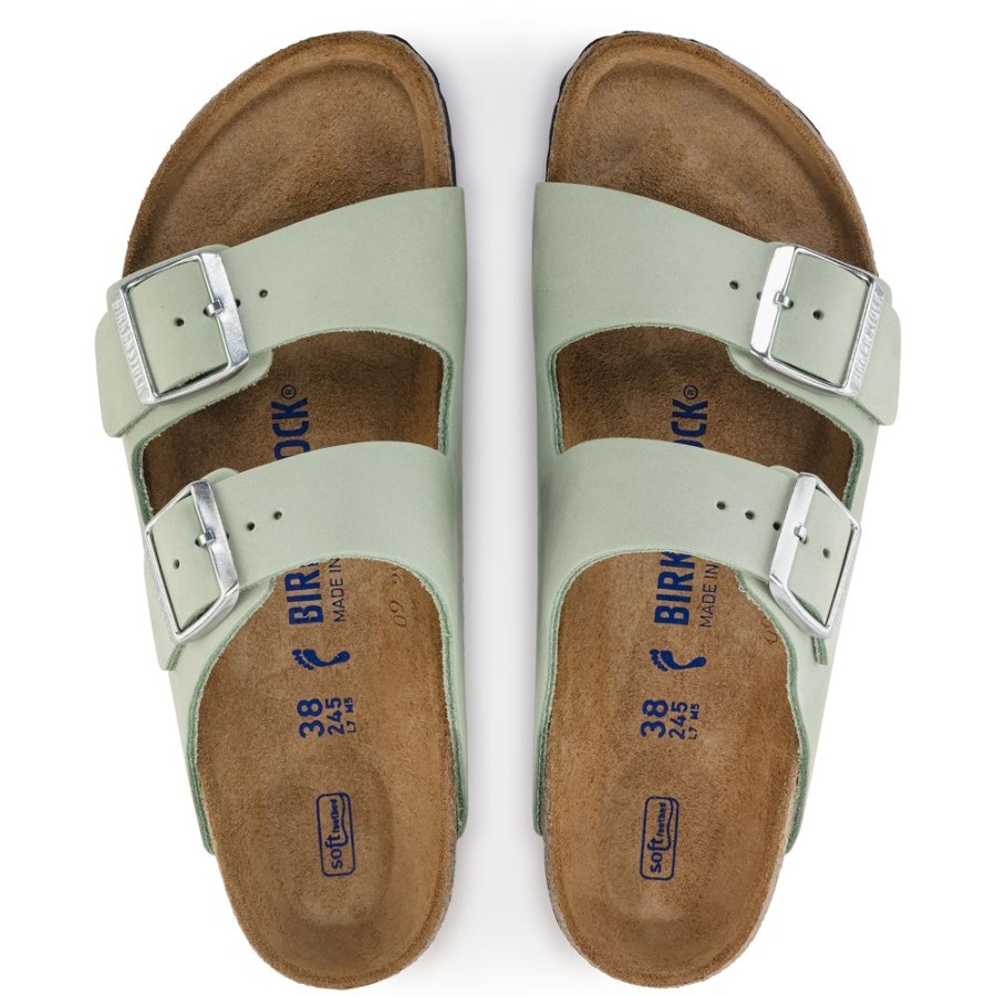 Birkenstock Arizona Matcha Nubuck Leather Narrow Width Soft Footbed | Sandals