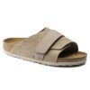 Birkenstock Kyoto Mens Taupe Suede Leather Regular Width Hard Footbed | Sandals