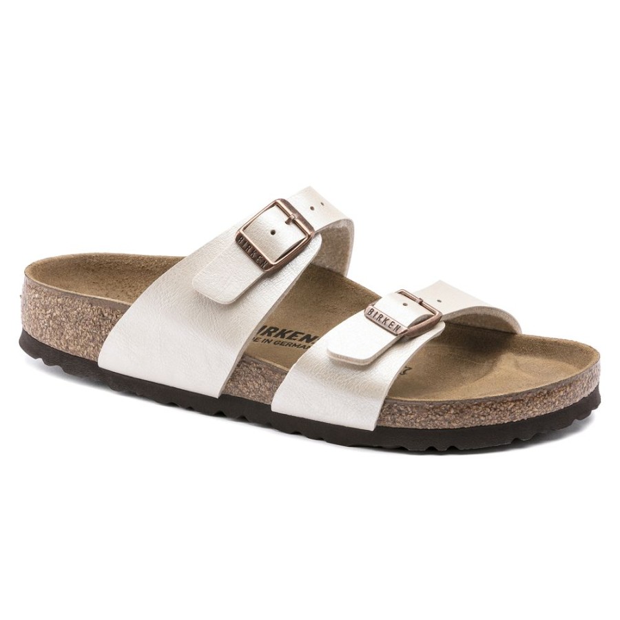 Birkenstock Sydney Graceful Pearl White Birko-Flor Regular Width Hard Footbed | Sandals