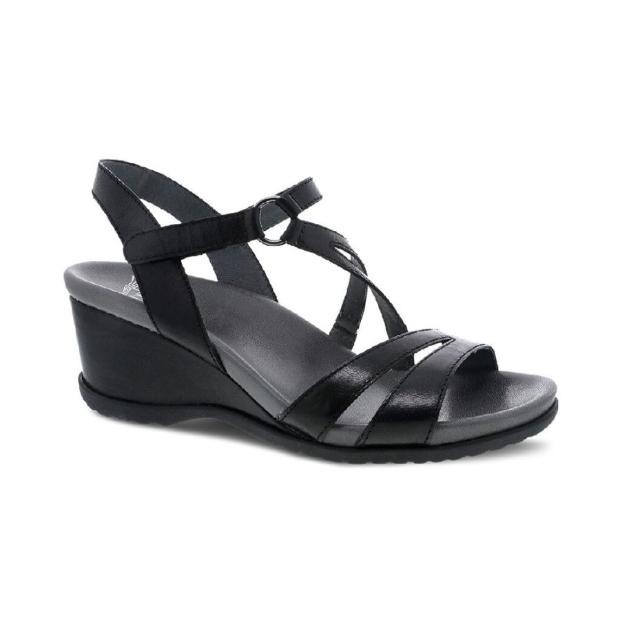 Dansko Addyson Black Glazed Leather | Sandals