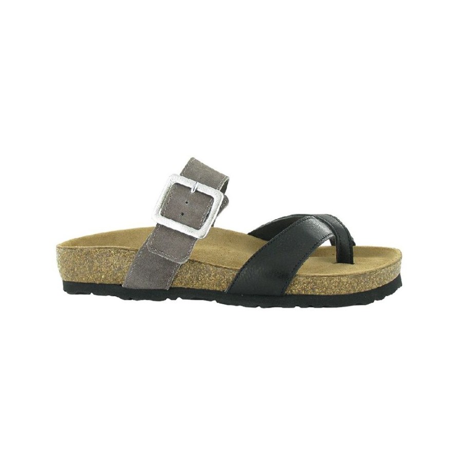 Naot Fresno Soft Black Taupe Leather | Sandals