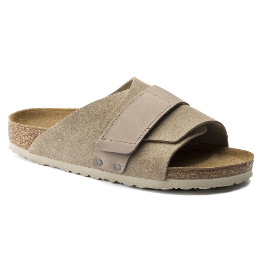 Birkenstock Kyoto Taupe Suede Leather Regular Width Hard Footbed | Sandals