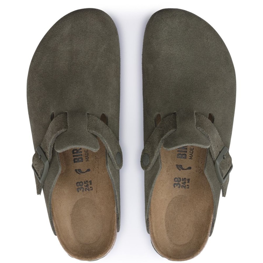 Birkenstock Boston Thyme Suede Leather Regular Width Hard Footbed | Casual