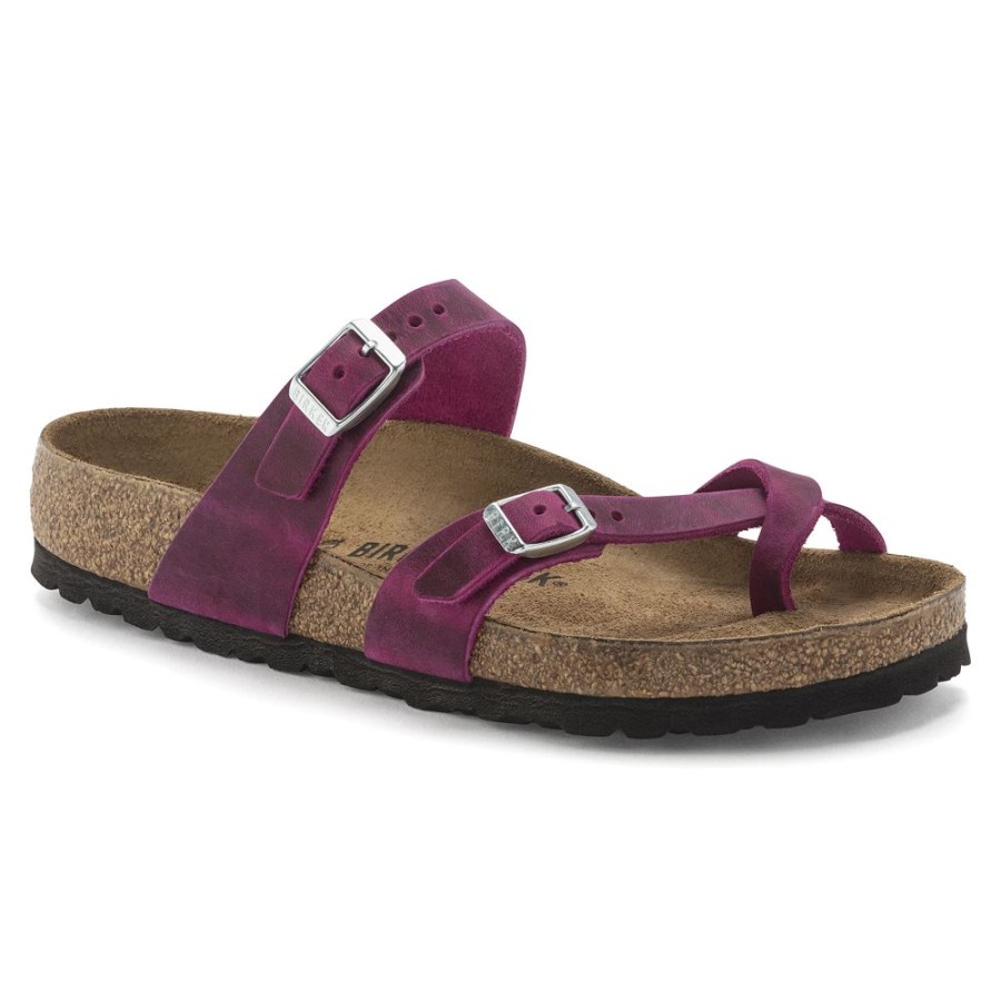 Birkenstock Mayari Festival Fuchsia Oiled Leather Regular Width Hard Footbed | Sandals