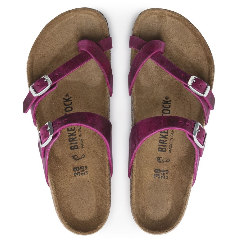 Birkenstock Mayari Festival Fuchsia Oiled Leather Regular Width Hard Footbed | Sandals