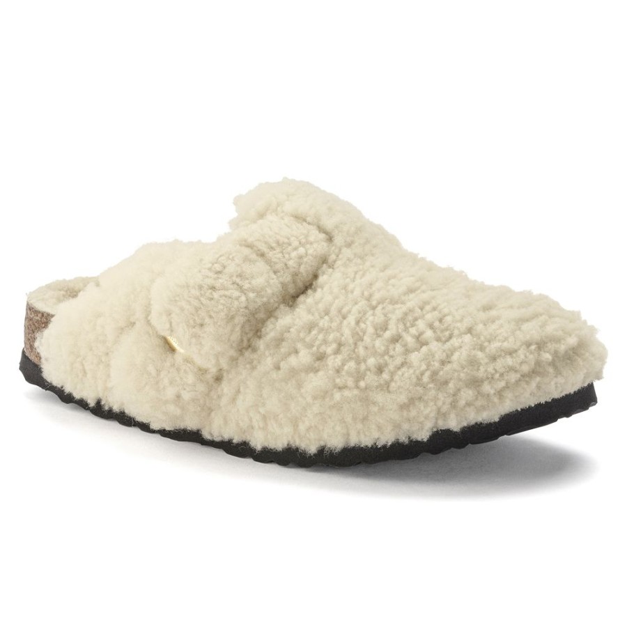 Birkenstock Boston Big Buckle Teddy Shearling Eggshell Narrow Width | Slippers