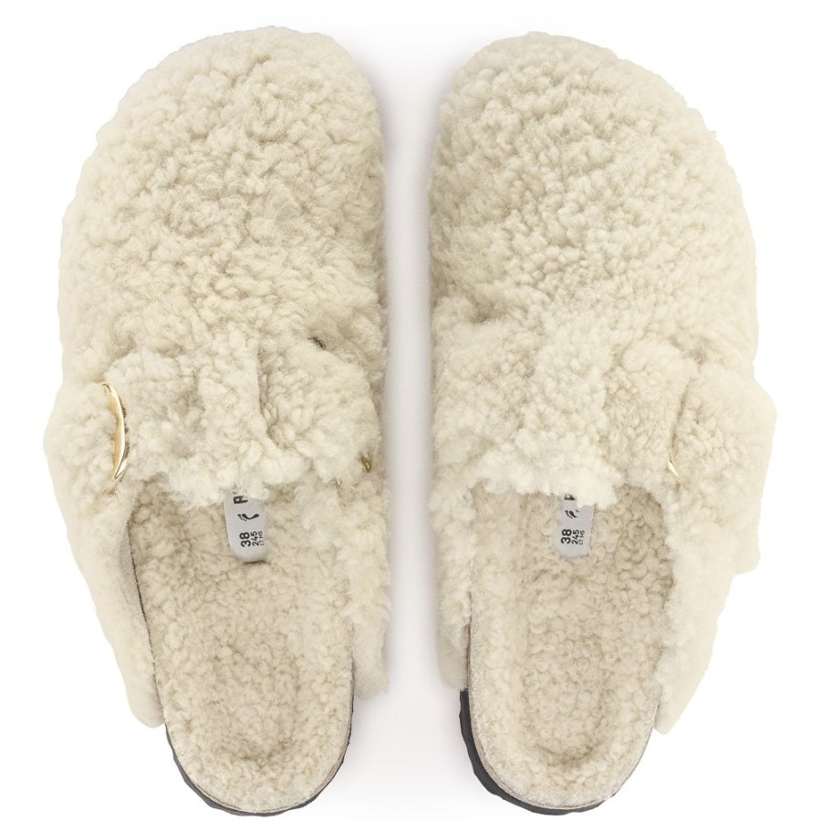 Birkenstock Boston Big Buckle Teddy Shearling Eggshell Narrow Width | Slippers