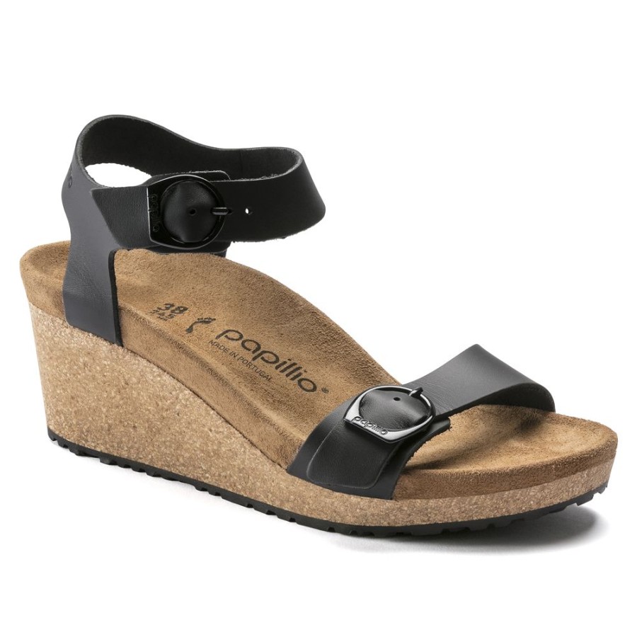 Birkenstock Soley Black Leather Narrow Width | Sandals